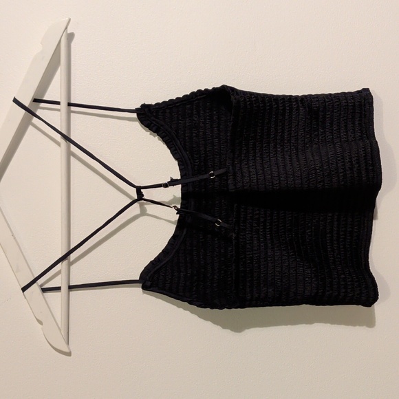 FREE PEOPLE black smocked tank top - size small - Picture 6 of 7